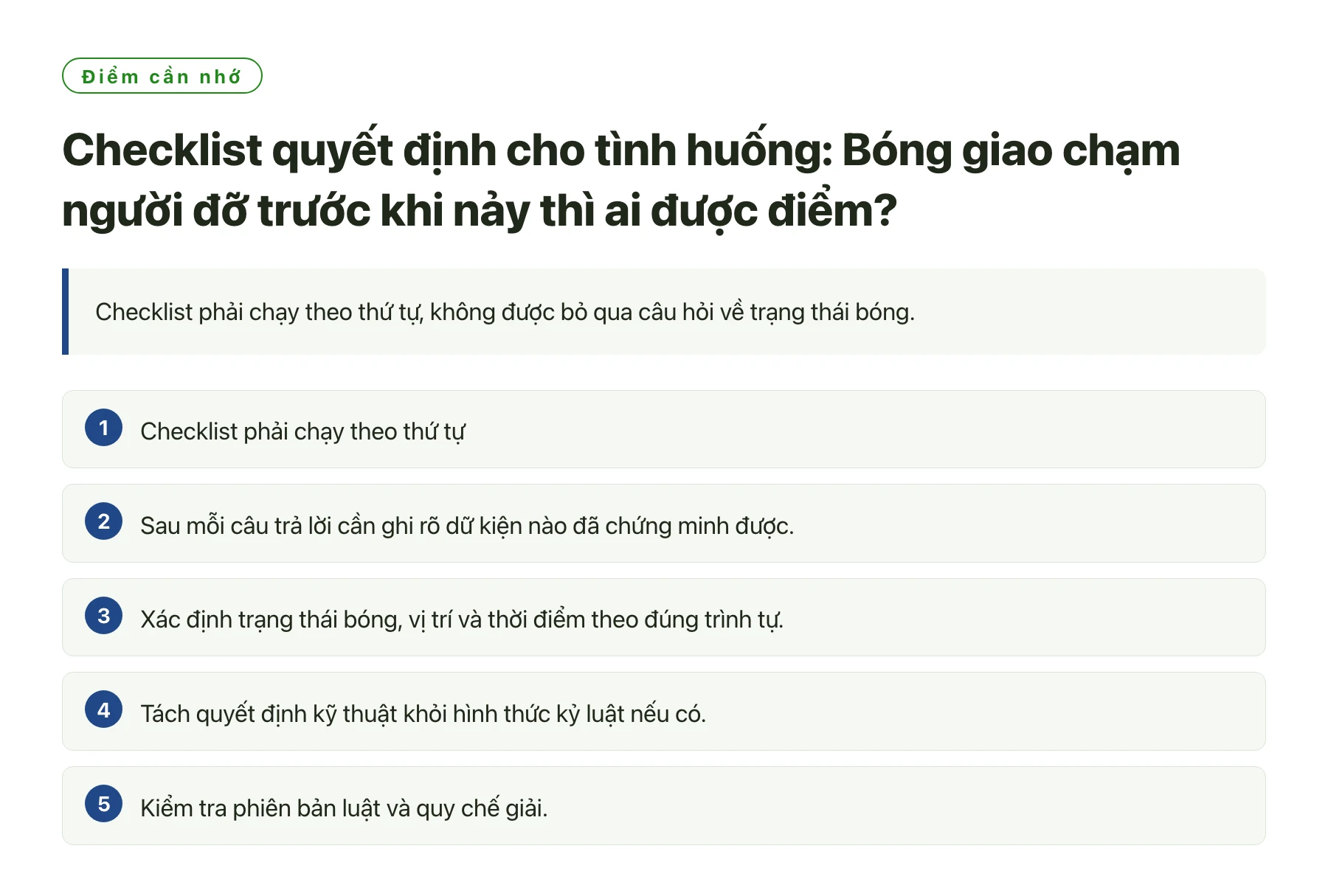 Checklist quyết định cho tình huống: Bóng giao chạm người đỡ trước khi nảy thì ai được điểm?——全文要点速览
